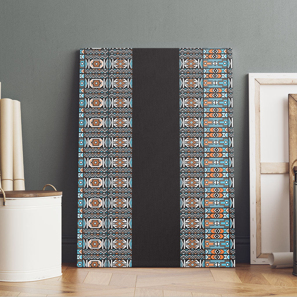 African Ndebele Traditional Attire Canvas Wall Art Black Ndebele Stripe