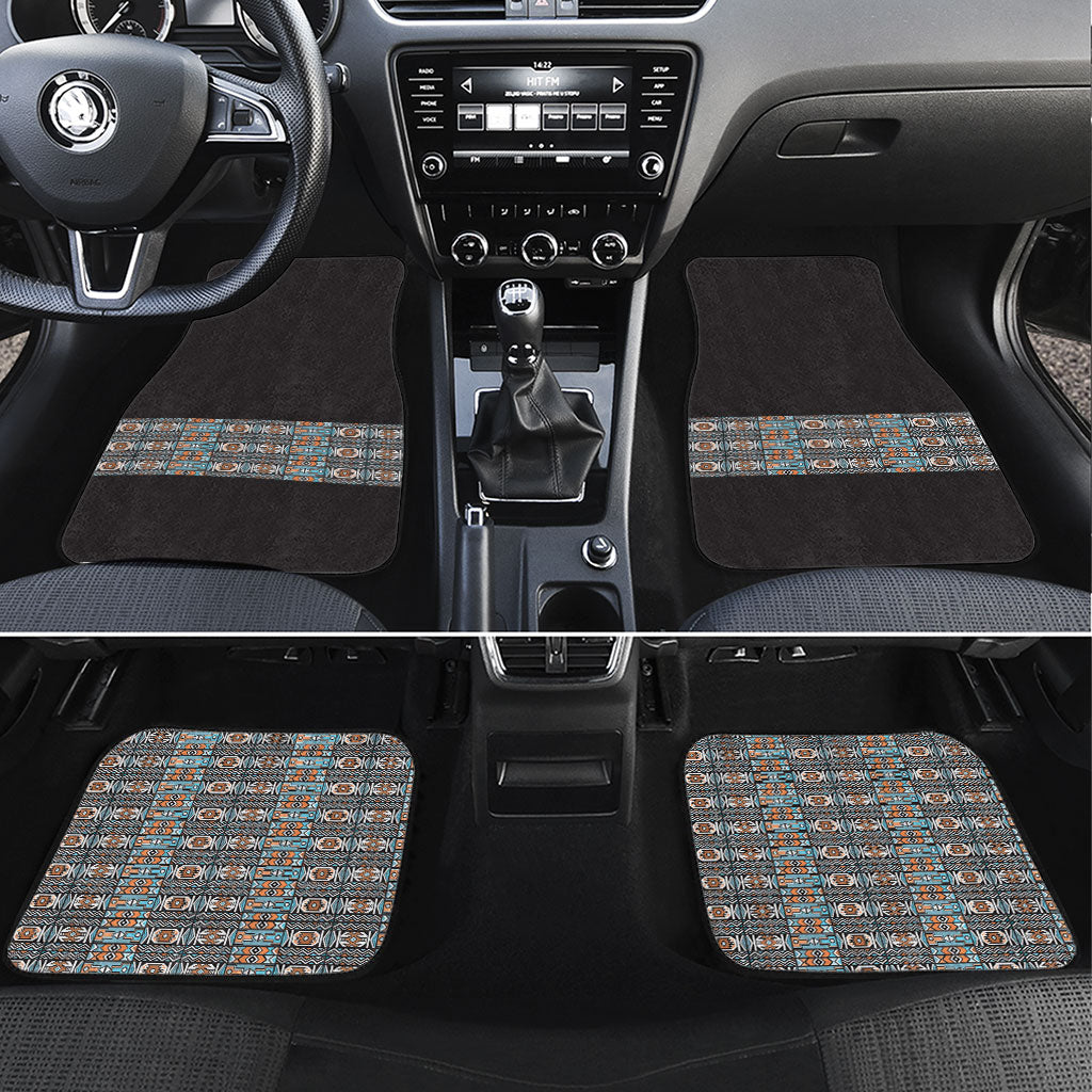 African Ndebele Traditional Attire Car Mats Black Ndebele Stripe