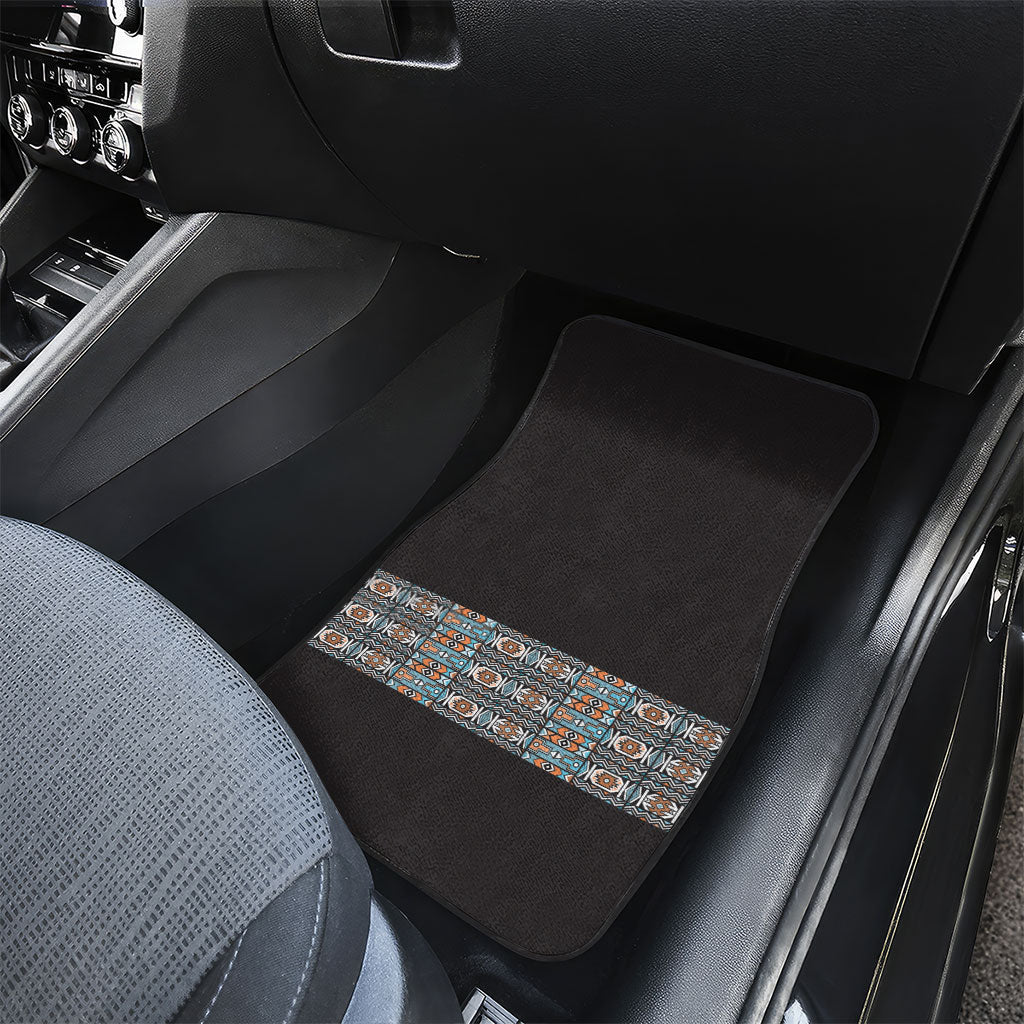 African Ndebele Traditional Attire Car Mats Black Ndebele Stripe