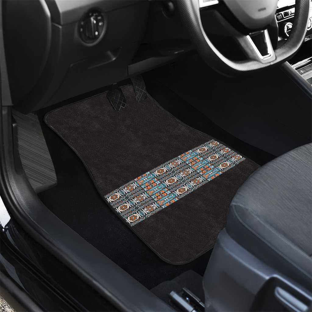 African Ndebele Traditional Attire Car Mats Black Ndebele Stripe