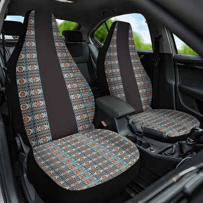 African Ndebele Traditional Attire Car Seat Cover Black Ndebele Stripe