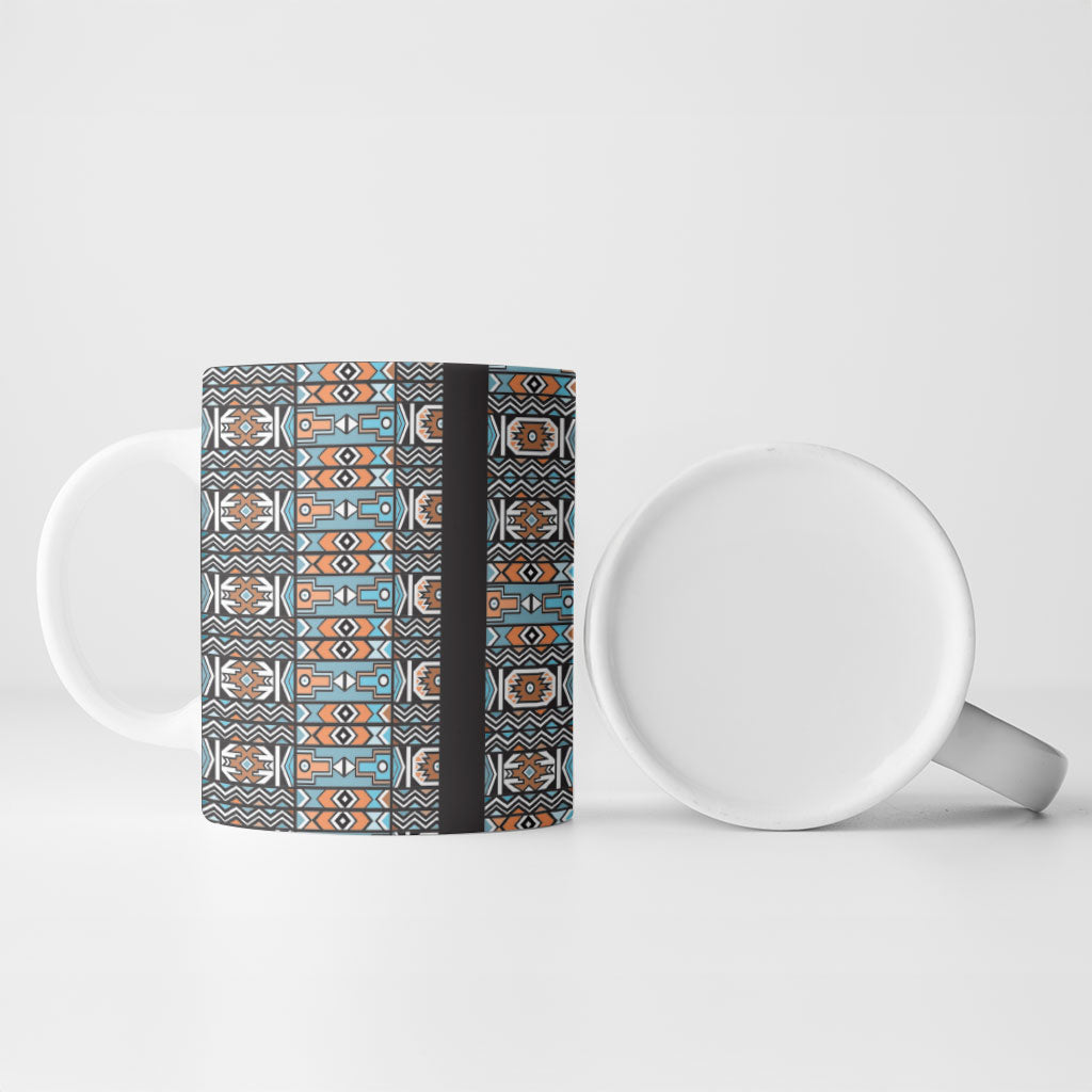 African Ndebele Traditional Attire Ceramic Mug Black Ndebele Stripe