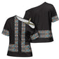 African Ndebele Traditional Attire Cross Shoulder Shirt Black Ndebele Stripe
