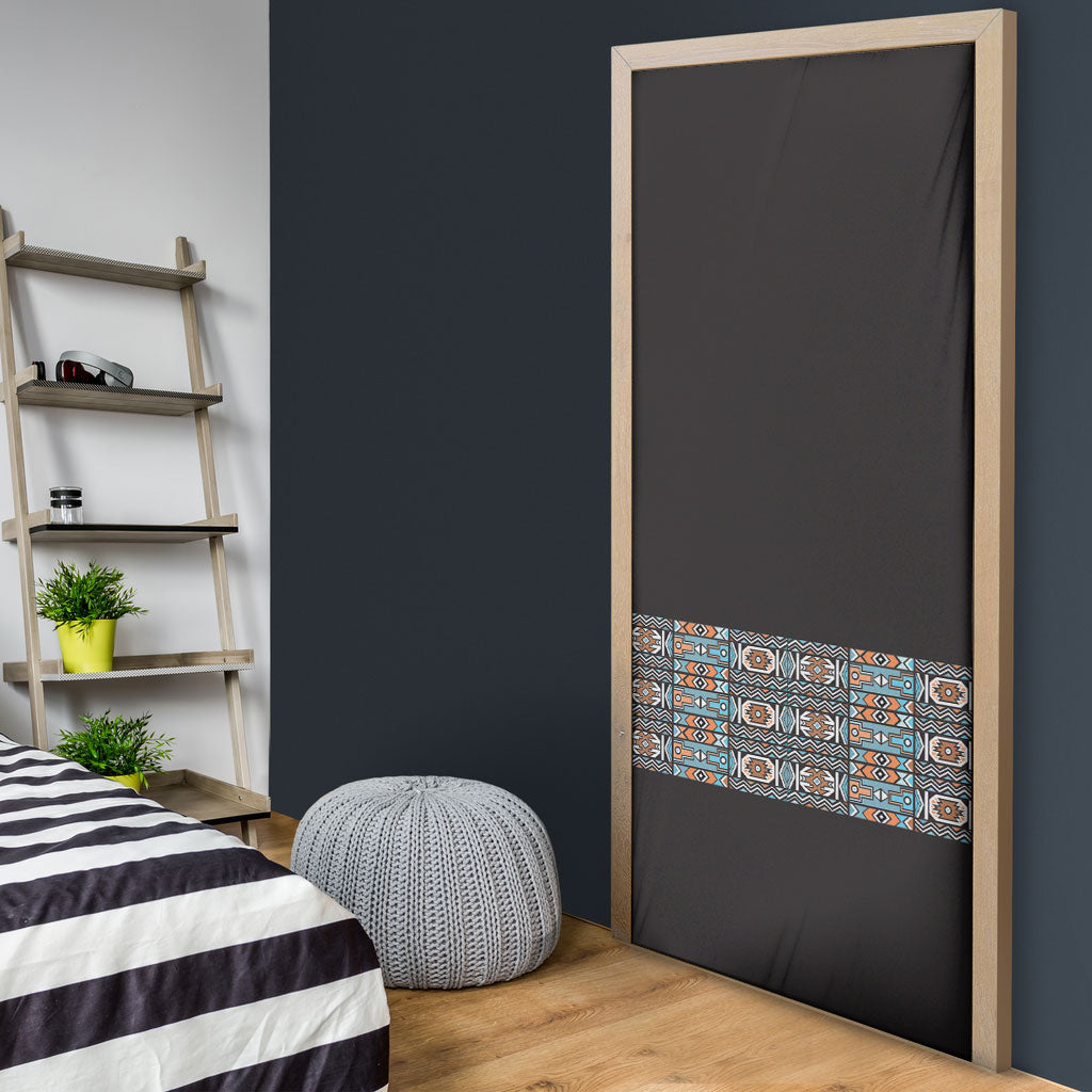 African Ndebele Traditional Attire Door Cover Black Ndebele Stripe
