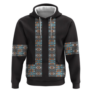 African Ndebele Traditional Attire Hoodie Black Ndebele Stripe