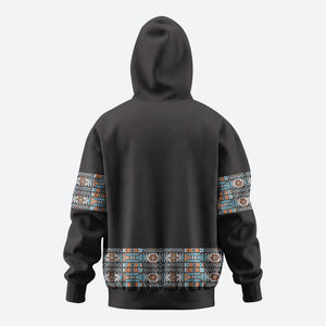 African Ndebele Traditional Attire Hoodie Black Ndebele Stripe