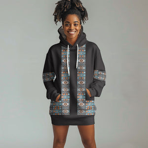 African Ndebele Traditional Attire Hoodie Dress Black Ndebele Stripe