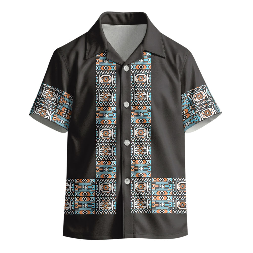 African Ndebele Traditional Attire Kid Hawaiian Shirt Black Ndebele Stripe