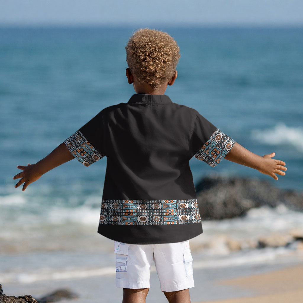 African Ndebele Traditional Attire Kid Hawaiian Shirt Black Ndebele Stripe
