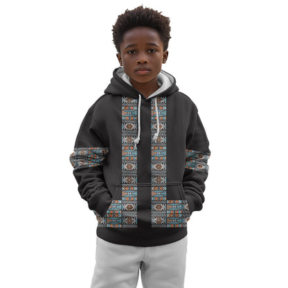 African Ndebele Traditional Attire Kid Hoodie Black Ndebele Stripe