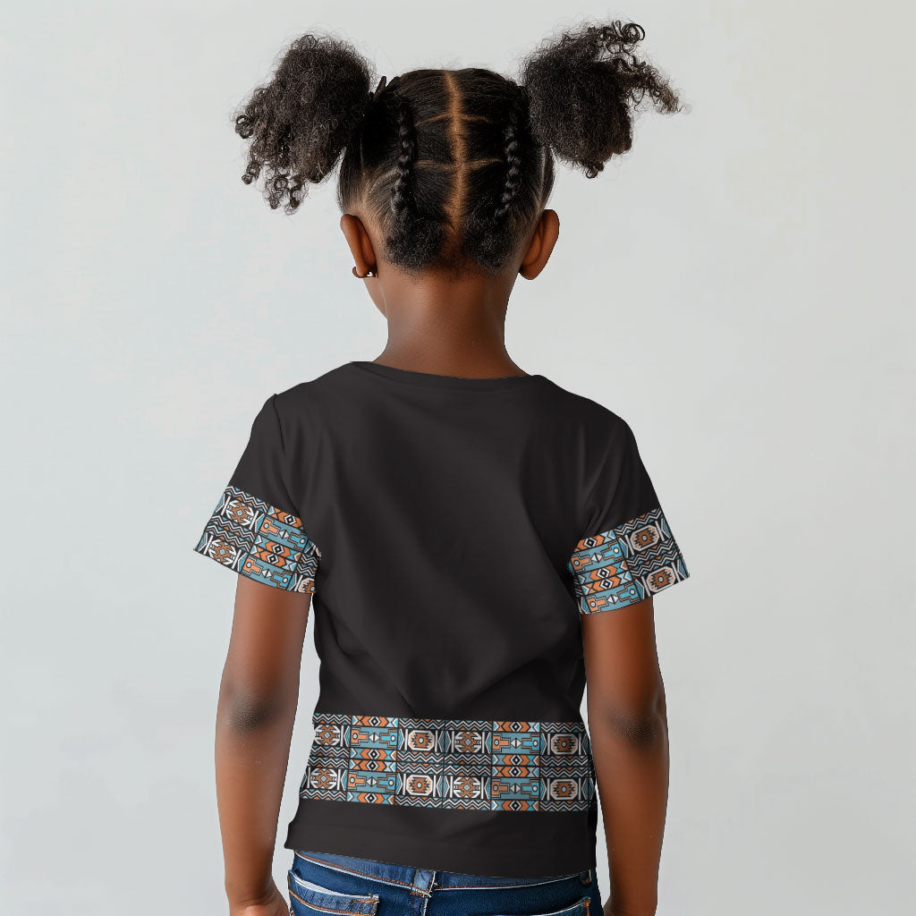African Ndebele Traditional Attire Kid T shirt Black Ndebele Stripe