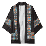 African Ndebele Traditional Attire Kimono Black Ndebele Stripe