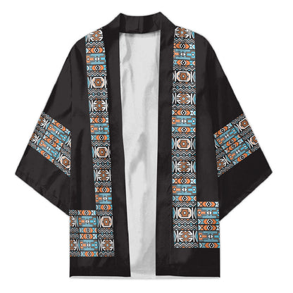 African Ndebele Traditional Attire Kimono Black Ndebele Stripe