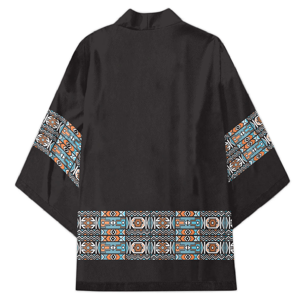 African Ndebele Traditional Attire Kimono Black Ndebele Stripe