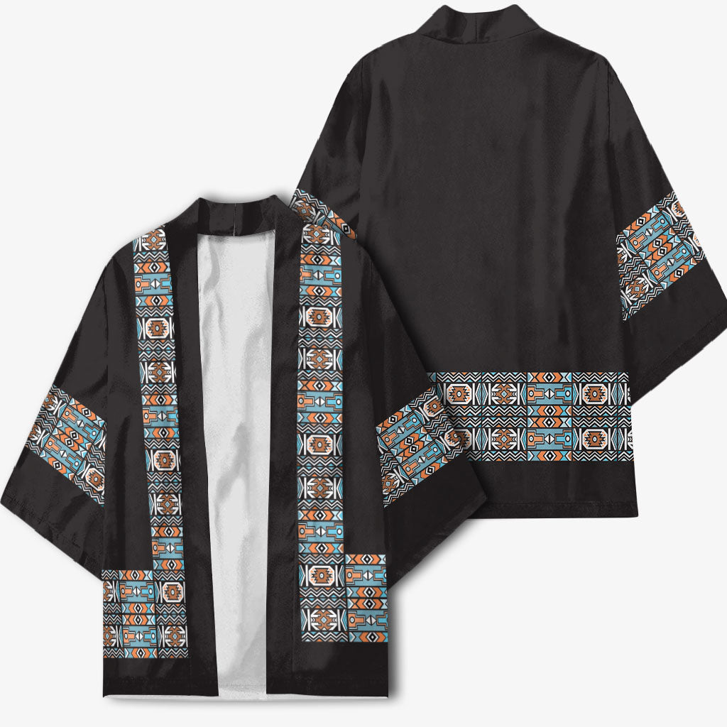 African Ndebele Traditional Attire Kimono Black Ndebele Stripe