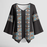 African Ndebele Traditional Attire Kimono Sleeve Blouse Black Ndebele Stripe