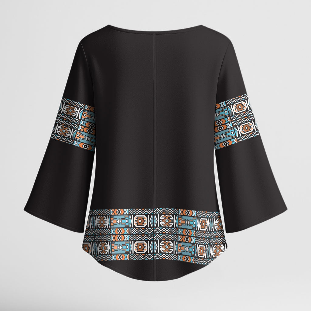 African Ndebele Traditional Attire Kimono Sleeve Blouse Black Ndebele Stripe