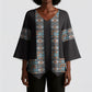 African Ndebele Traditional Attire Kimono Sleeve Blouse Black Ndebele Stripe