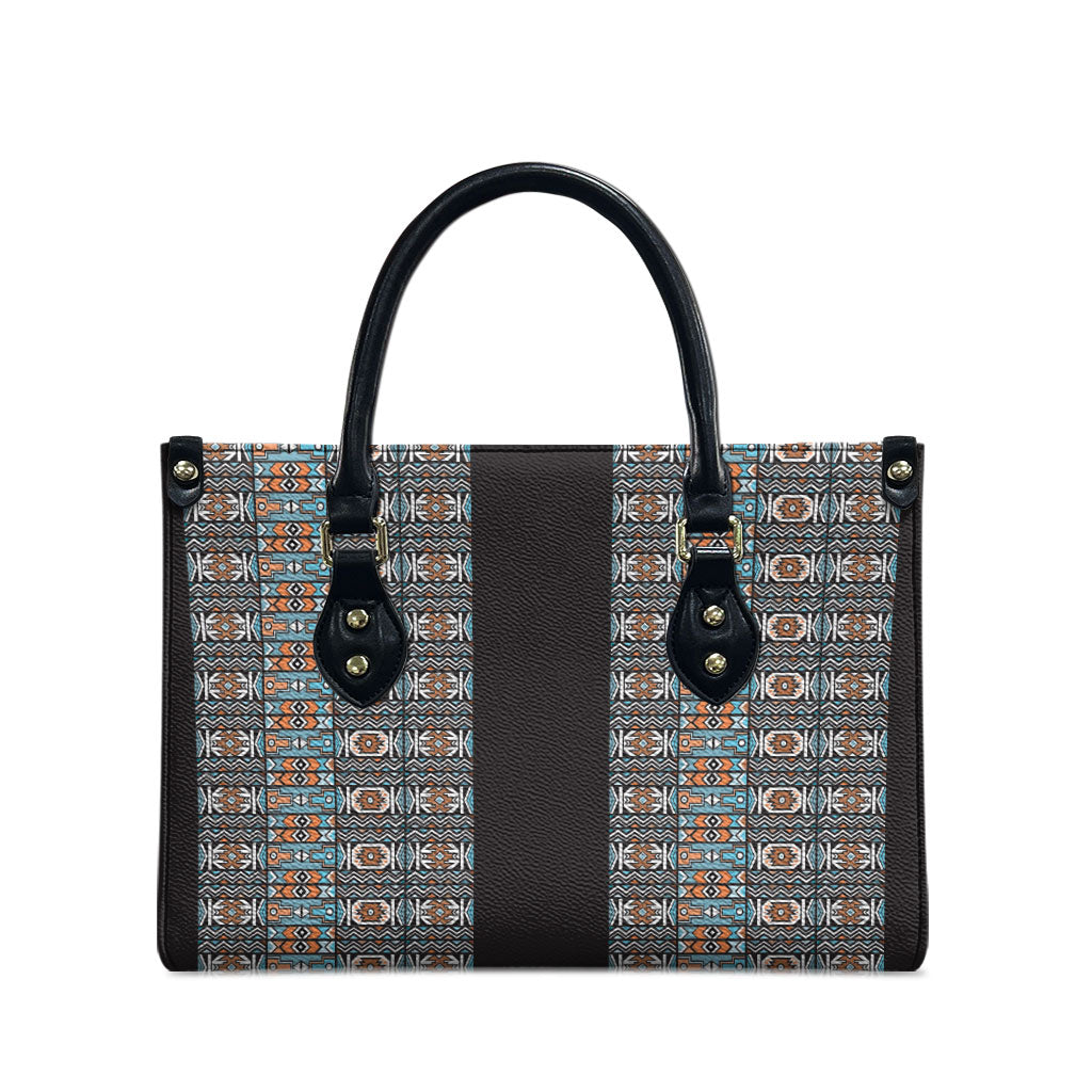 African Ndebele Traditional Attire Leather Bag Black Ndebele Stripe