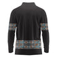 African Ndebele Traditional Attire Long Sleeve Polo Shirt Black Ndebele Stripe