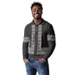 African Ndebele Traditional Attire Long Sleeve Polo Shirt Black Ndebele Stripe