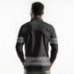 African Ndebele Traditional Attire Long Sleeve Polo Shirt Black Ndebele Stripe