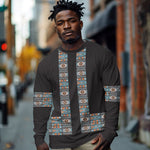 African Ndebele Traditional Attire Long Sleeve Shirt Black Ndebele Stripe