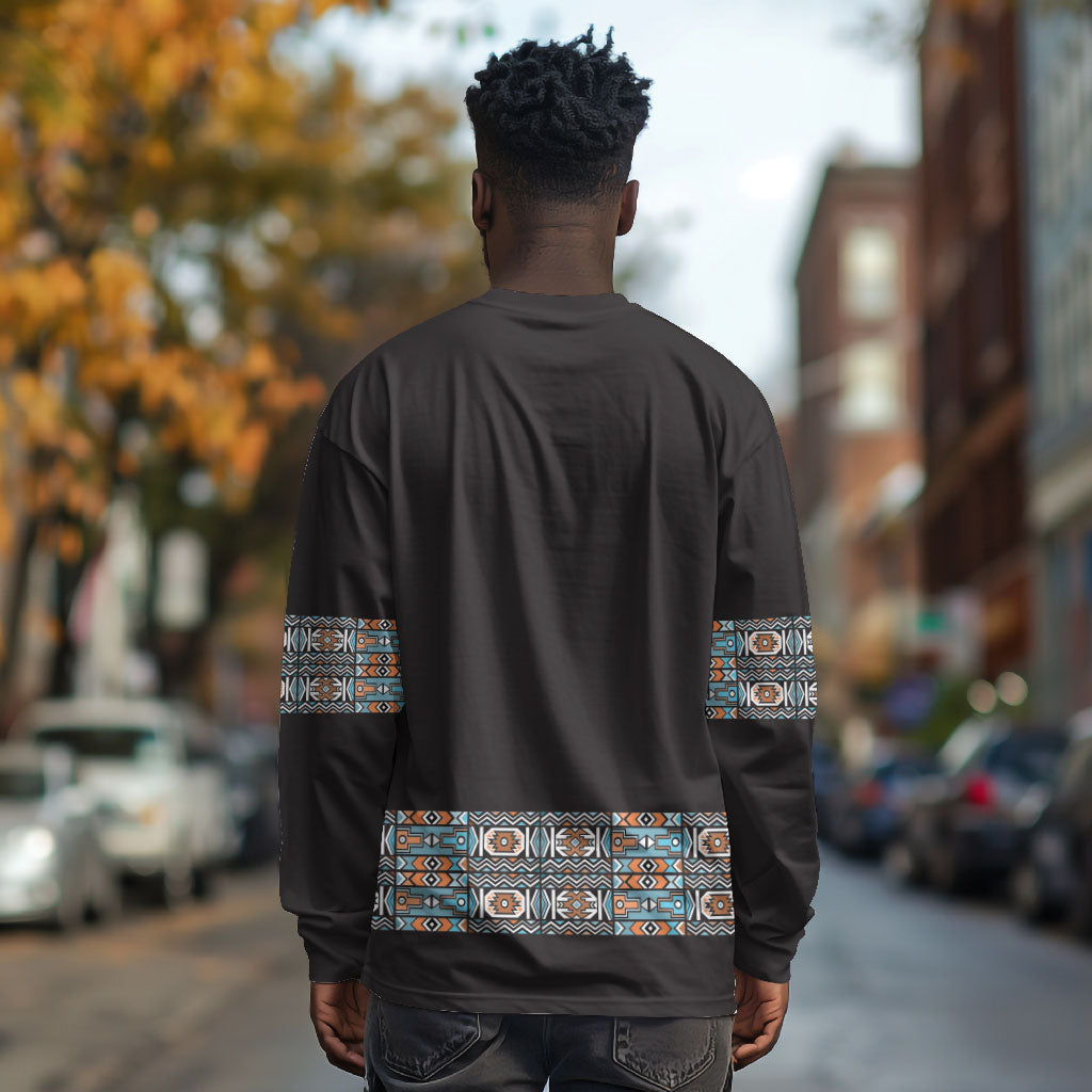 African Ndebele Traditional Attire Long Sleeve Shirt Black Ndebele Stripe