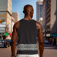 African Ndebele Traditional Attire Men Tank Top Black Ndebele Stripe