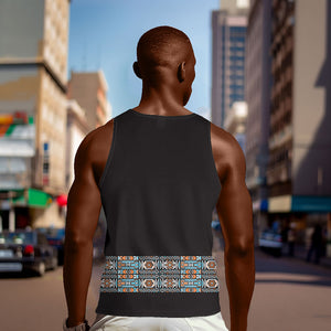 African Ndebele Traditional Attire Men Tank Top Black Ndebele Stripe