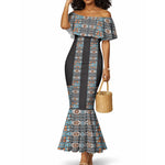 African Ndebele Traditional Attire Mermaid Dress Black Ndebele Stripe