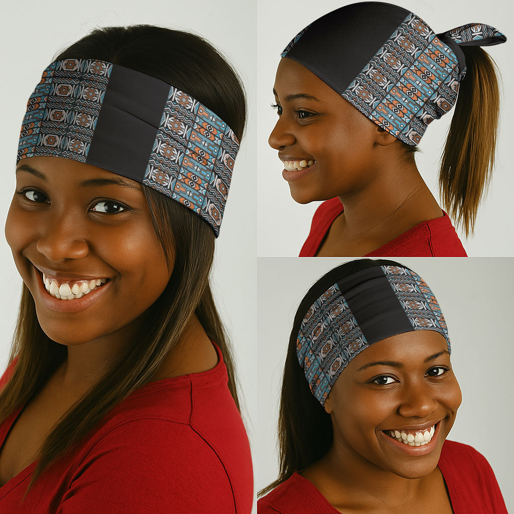 African Ndebele Traditional Attire Neck Gaiter Black Ndebele Stripe