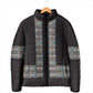 African Ndebele Traditional Attire Padded Jacket Black Ndebele Stripe