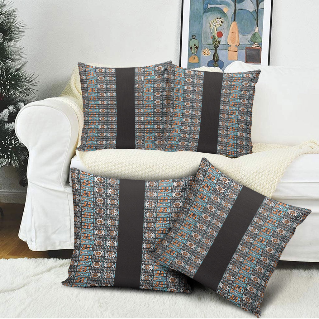 African Ndebele Traditional Attire Pillow Cover Black Ndebele Stripe