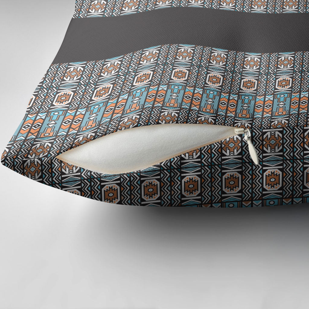 African Ndebele Traditional Attire Pillow Cover Black Ndebele Stripe