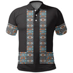 African Ndebele Traditional Attire Polo Shirt Black Ndebele Stripe
