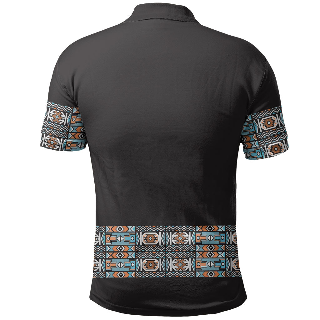 African Ndebele Traditional Attire Polo Shirt Black Ndebele Stripe