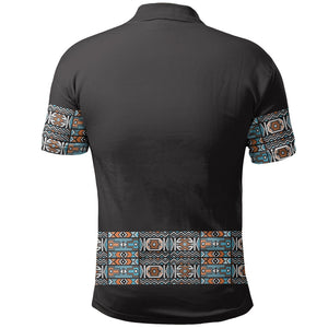 African Ndebele Traditional Attire Polo Shirt Black Ndebele Stripe