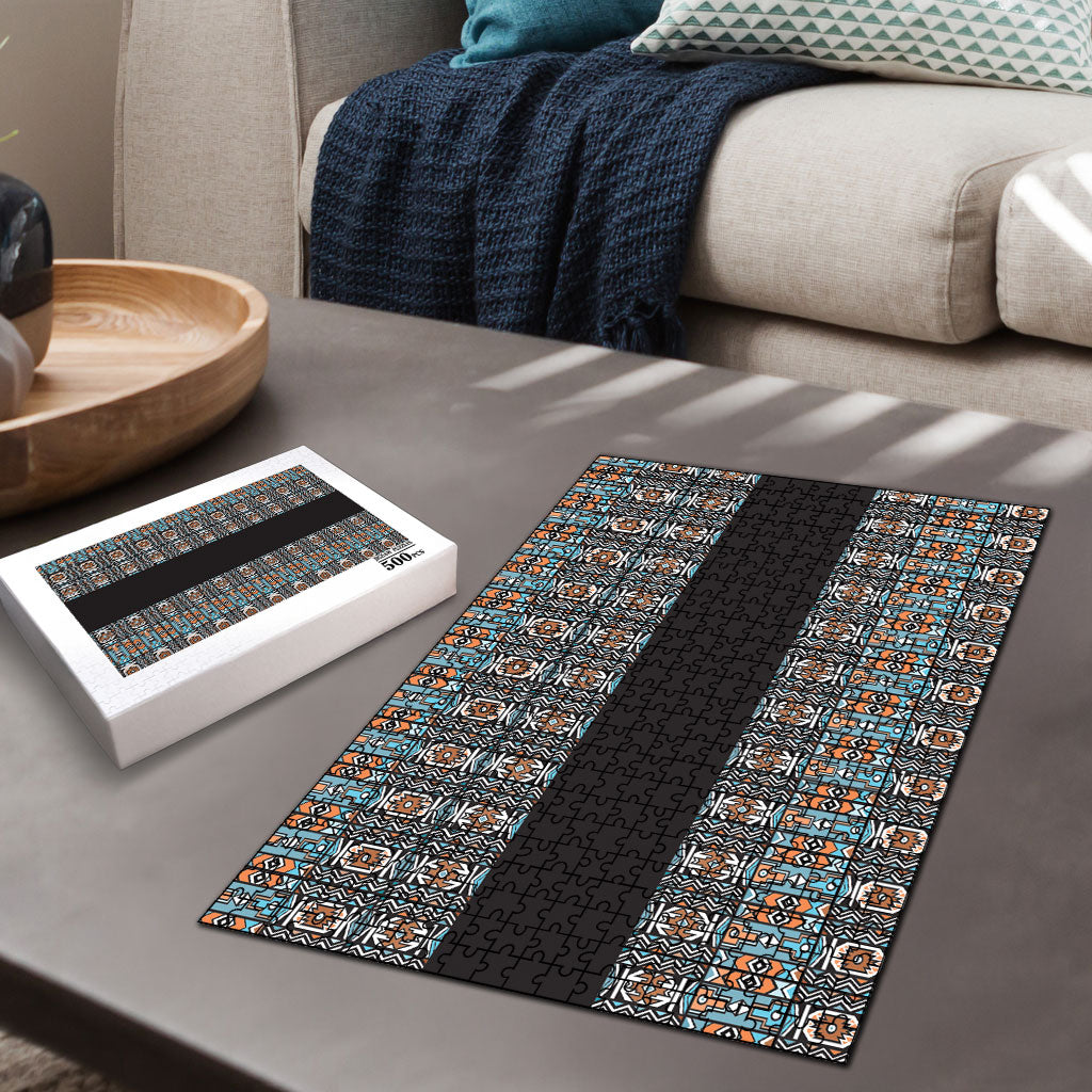 African Ndebele Traditional Attire Puzzle Black Ndebele Stripe