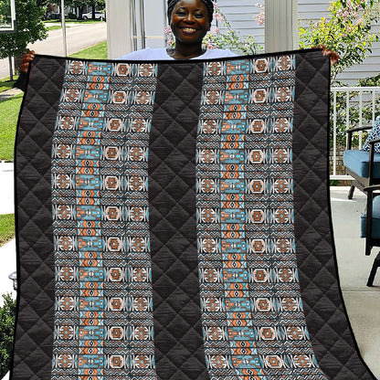 African Ndebele Traditional Attire Quilt Black Ndebele Stripe