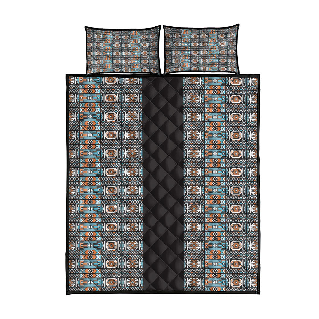 African Ndebele Traditional Attire Quilt Bed Set Black Ndebele Stripe