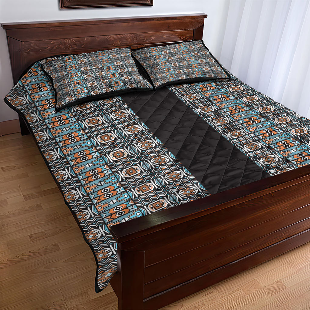 African Ndebele Traditional Attire Quilt Bed Set Black Ndebele Stripe