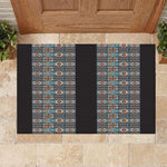 African Ndebele Traditional Attire Rubber Doormat Black Ndebele Stripe