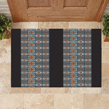 African Ndebele Traditional Attire Rubber Doormat Black Ndebele Stripe