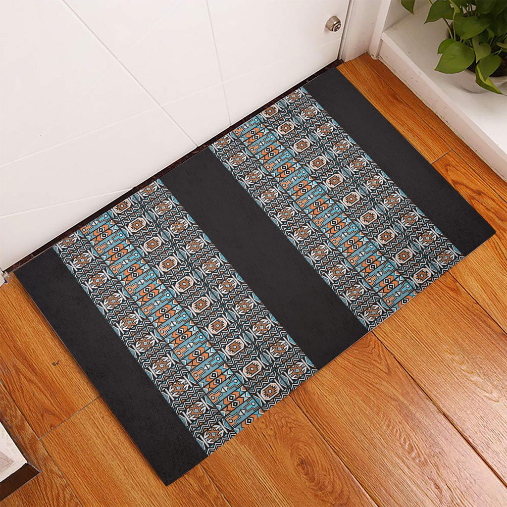 African Ndebele Traditional Attire Rubber Doormat Black Ndebele Stripe