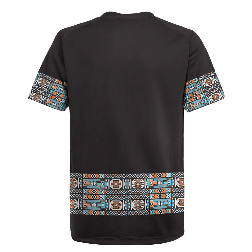 African Ndebele Traditional Attire Rugby Jersey Black Ndebele Stripe