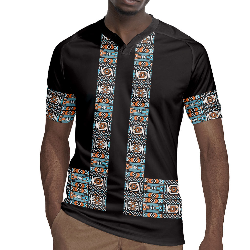 African Ndebele Traditional Attire Rugby Jersey Black Ndebele Stripe