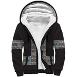 African Ndebele Traditional Attire Sherpa Hoodie Black Ndebele Stripe