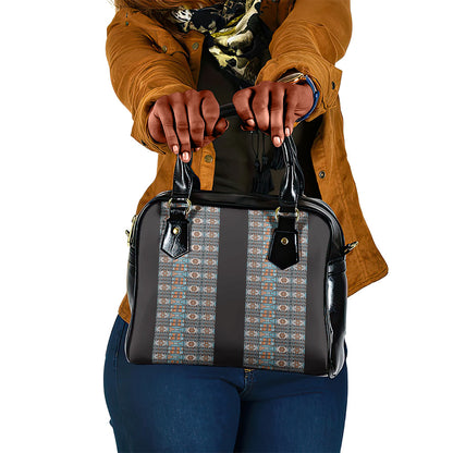 African Ndebele Traditional Attire Shoulder Handbag Black Ndebele Stripe