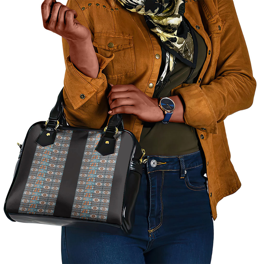 African Ndebele Traditional Attire Shoulder Handbag Black Ndebele Stripe